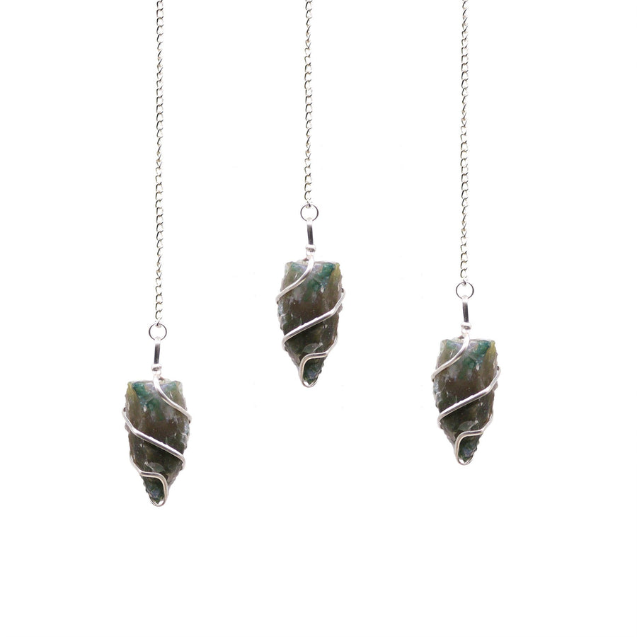 💚 Pendolo di Pietra Grezza – Agata Muschiata “L’Oracolo di Lakshmi” 💰✨