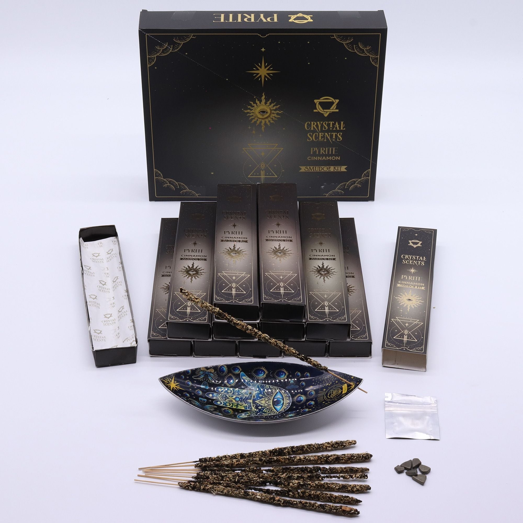 Incenso Smudge alla Cannella con Chips di Pirite 🩶 Focus & Determinazione