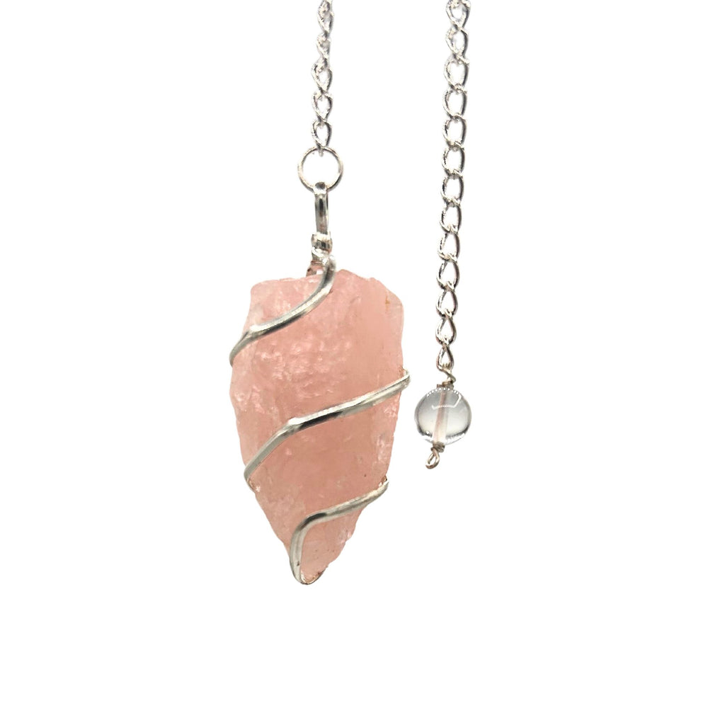 🌹 Pendolo di Pietra Grezza – Quarzo Rosa “L’Oracolo di Afrodite” 💕