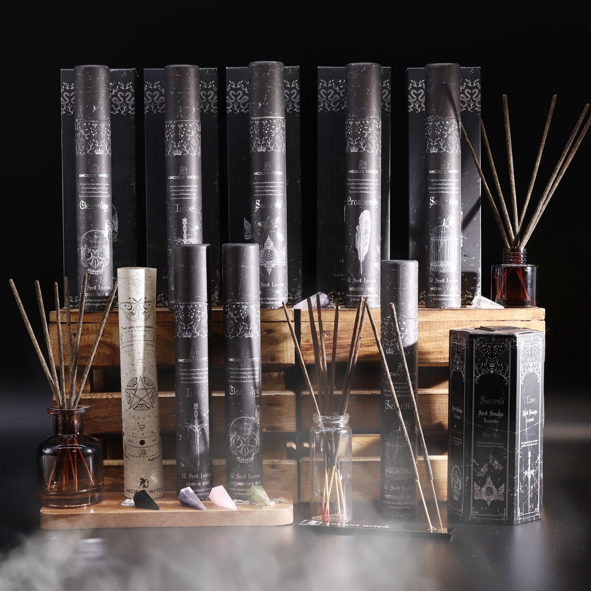 🜂 KIT DI PROTEZIONE & CHIAREZZA ANCIENT WITCH| Incenso Rituale + Pendolo in Ossidiana Nera