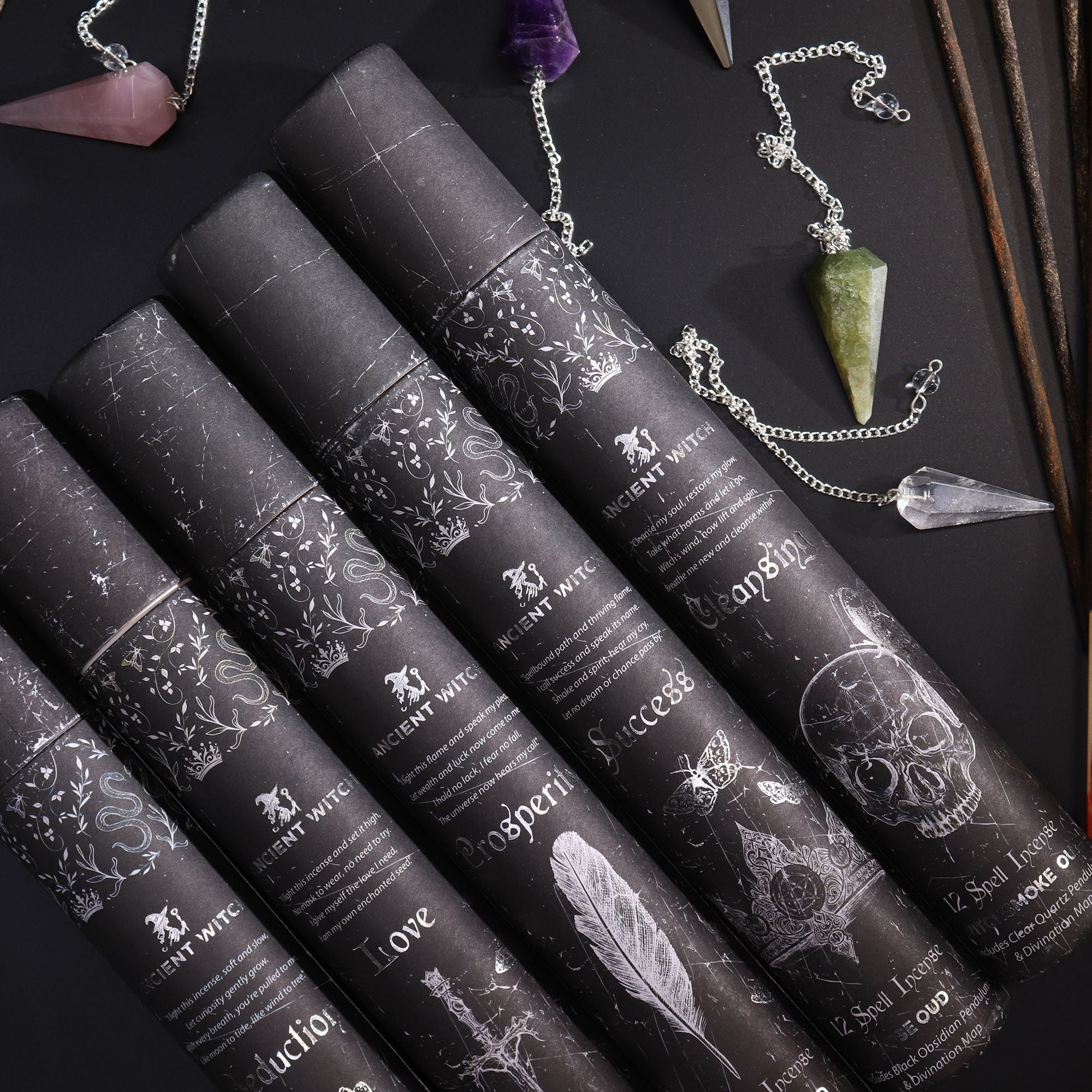 🜂 KIT DI PROTEZIONE & CHIAREZZA ANCIENT WITCH| Incenso Rituale + Pendolo in Ossidiana Nera