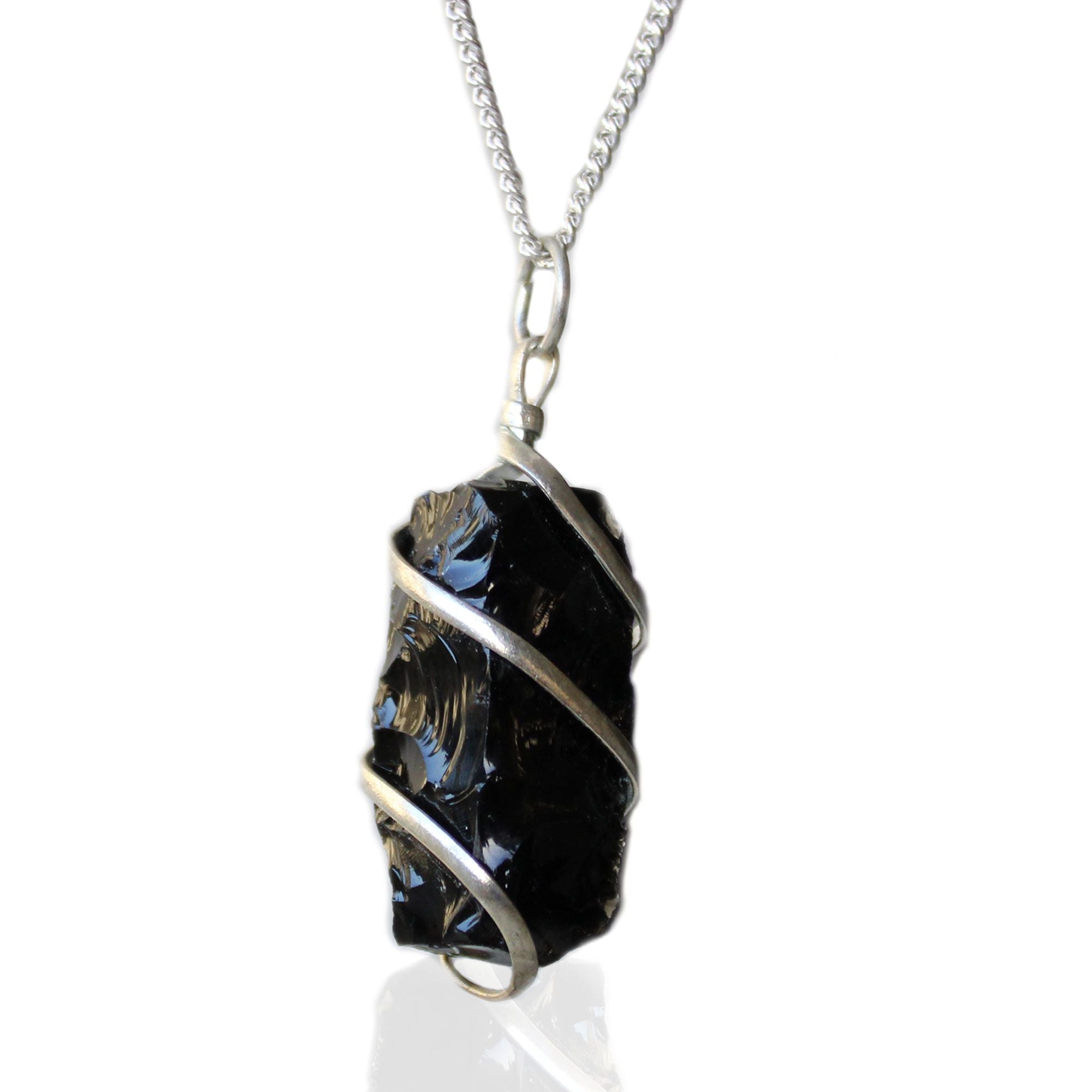 🖤 Collana a Cascata in Onice Nero Grezzo – Protezione & Potere