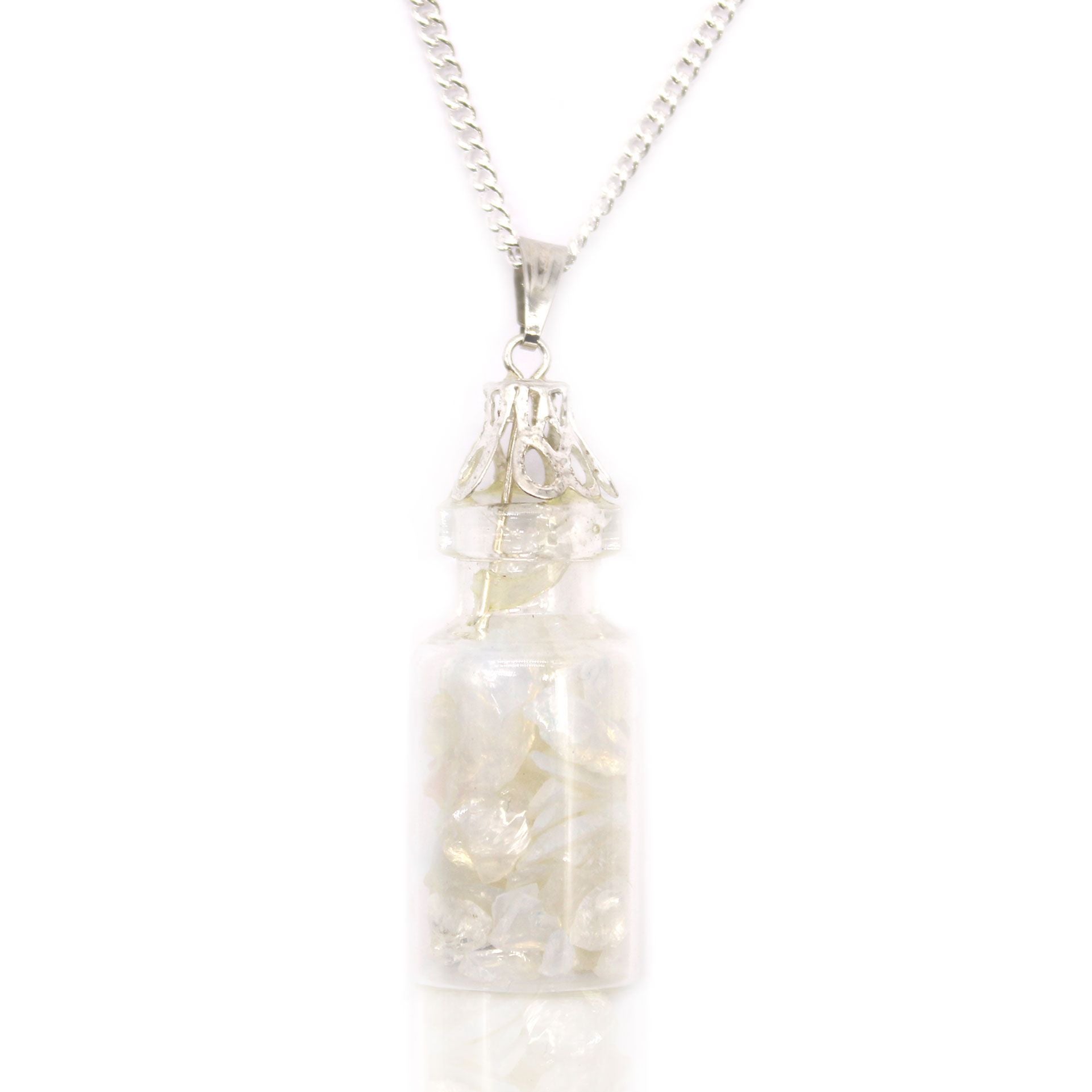 🌙 Collana “L'amuleto di Selene” con Gemme di Opalite in Boccetta