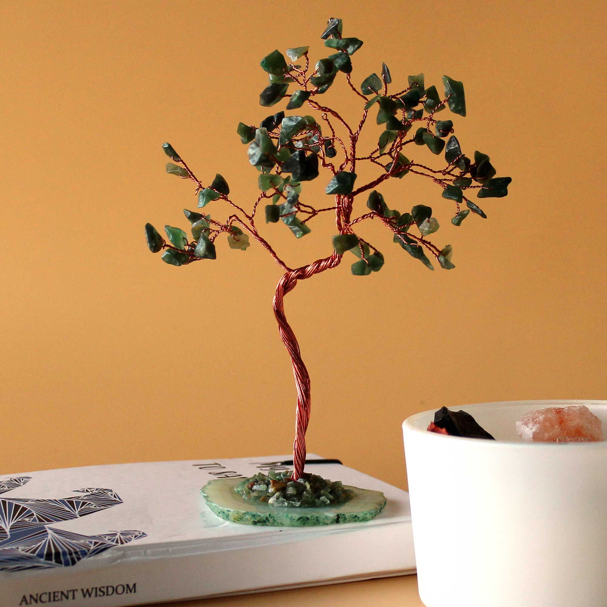 Albero di Pietre Preziose con 100 Avventurina Verde | Crescita, Prosperità e Vitalità