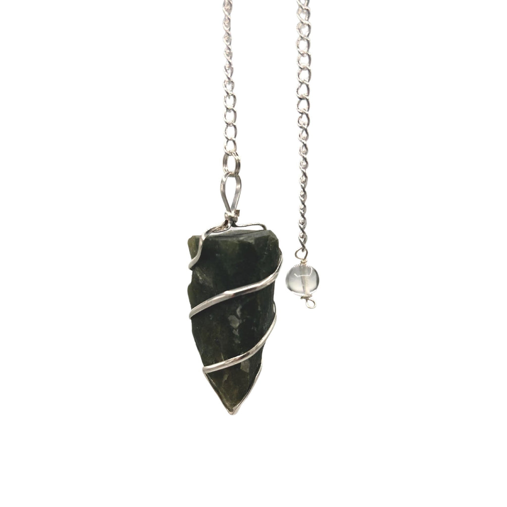 💚 Pendolo di Pietra Grezza – Agata Muschiata “L’Oracolo di Lakshmi” 💰✨