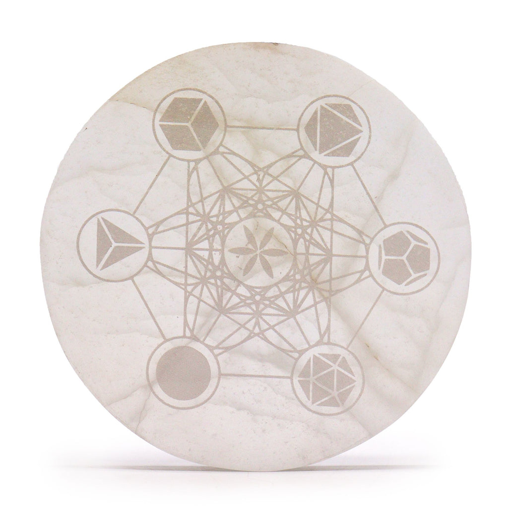 PIATTO DI RICARICA IN SELENITE 18cm - GEOMETRIA SACRA