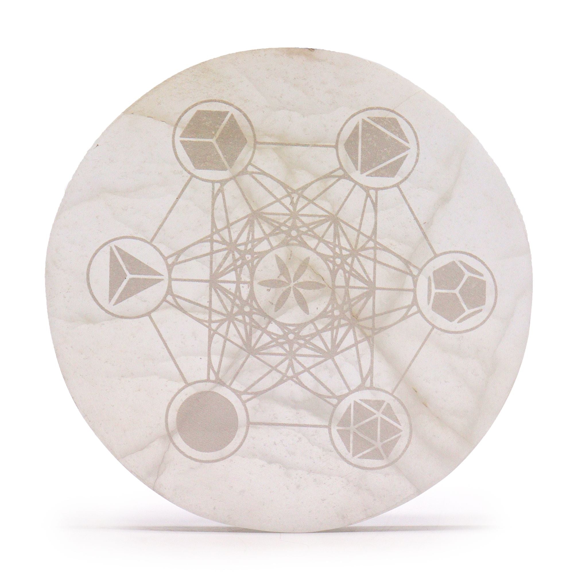 PIATTO DI RICARICA IN SELENITE 18cm - GEOMETRIA SACRA