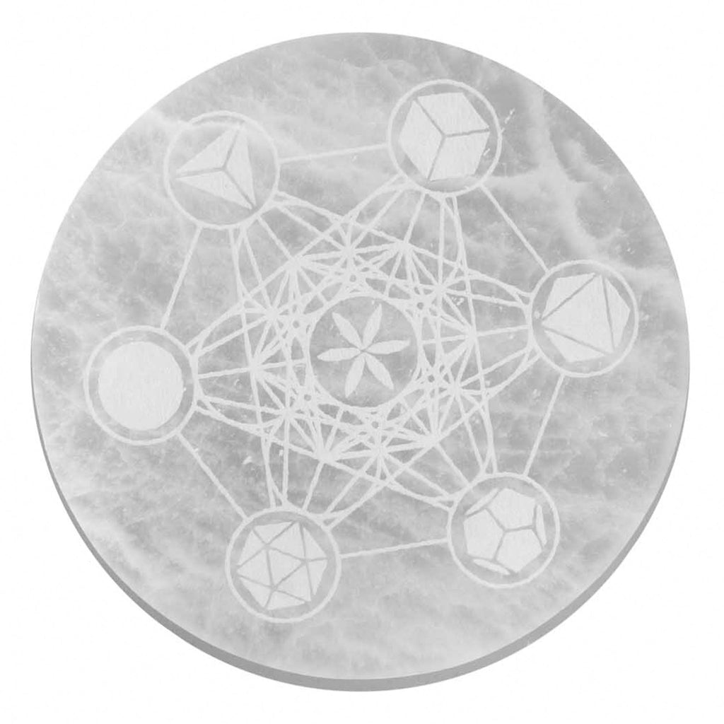 PIATTO DI RICARICA IN SELENITE 18cm - GEOMETRIA SACRA