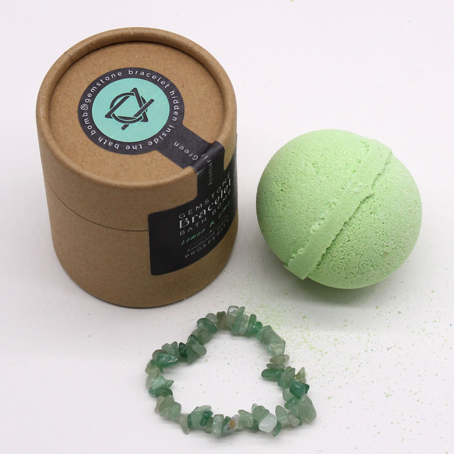 🍋✨ “Lemon & Lime Prosperity Ritual” – Bath Bomb con Bracciale di Avventurina Verde 💚
