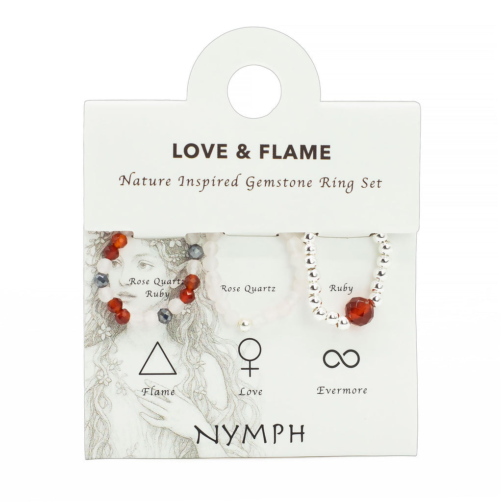 ❤️‍🔥 Set Anelli Spirito della Ninfa ✦ Amore & Fiamma