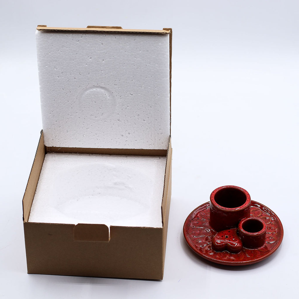 Porta palo santo, smudge e incensi Mandala - Rosso Lucido con Cuore ♥️