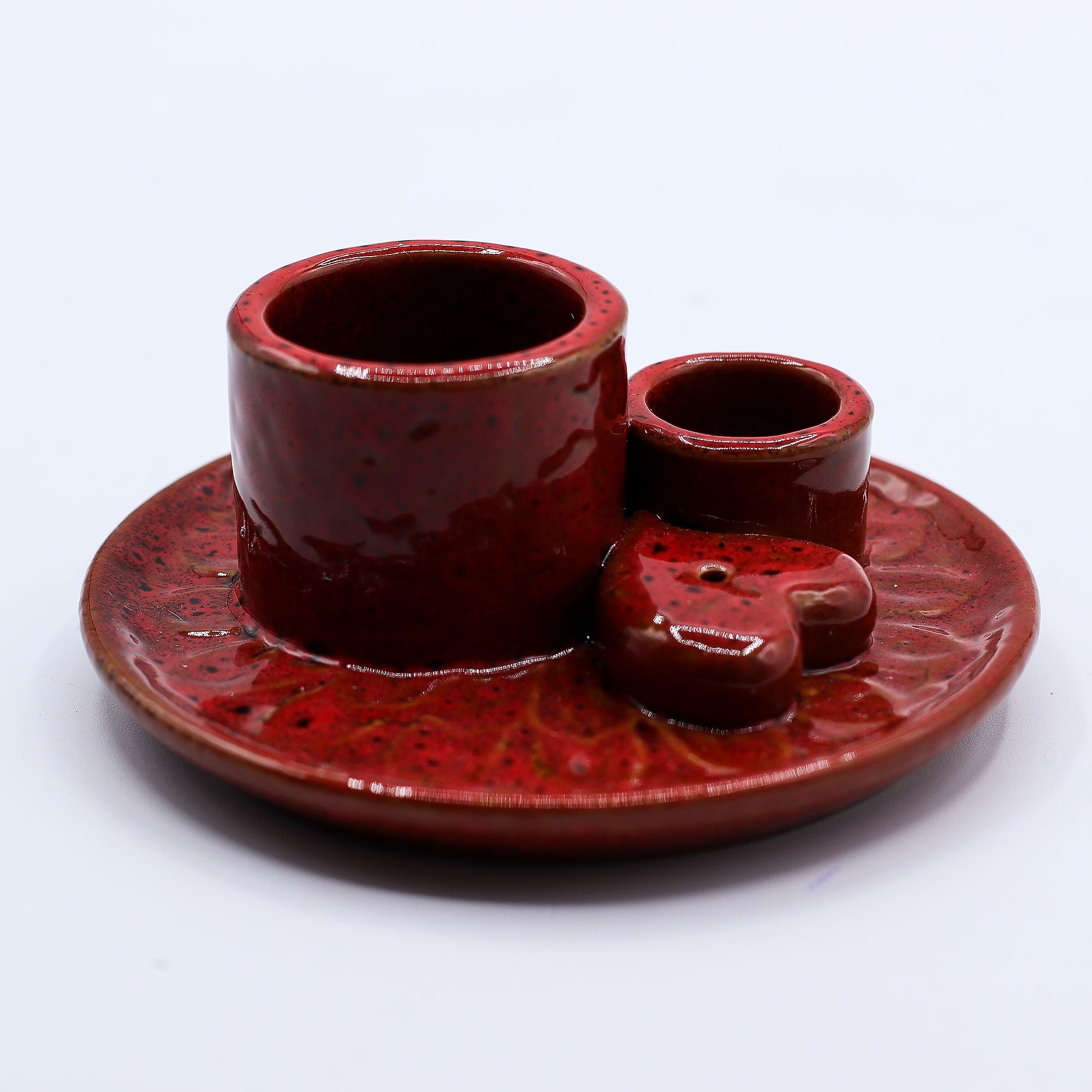 Porta palo santo, smudge e incensi Mandala - Rosso Lucido con Cuore ♥️