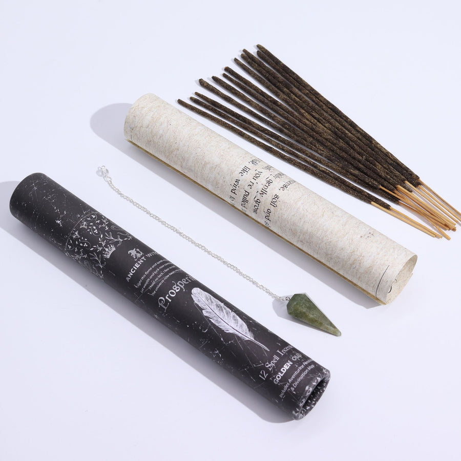 Il Kit della prosperità | 12 Incensi+ Amuleto + Pergamena 💰  Golden Oud & Avventurina