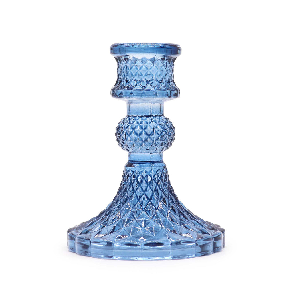 🌙 Selene’s Light Candle Holder – Portacandele Lunare in Vetro Royal Blue Vintage