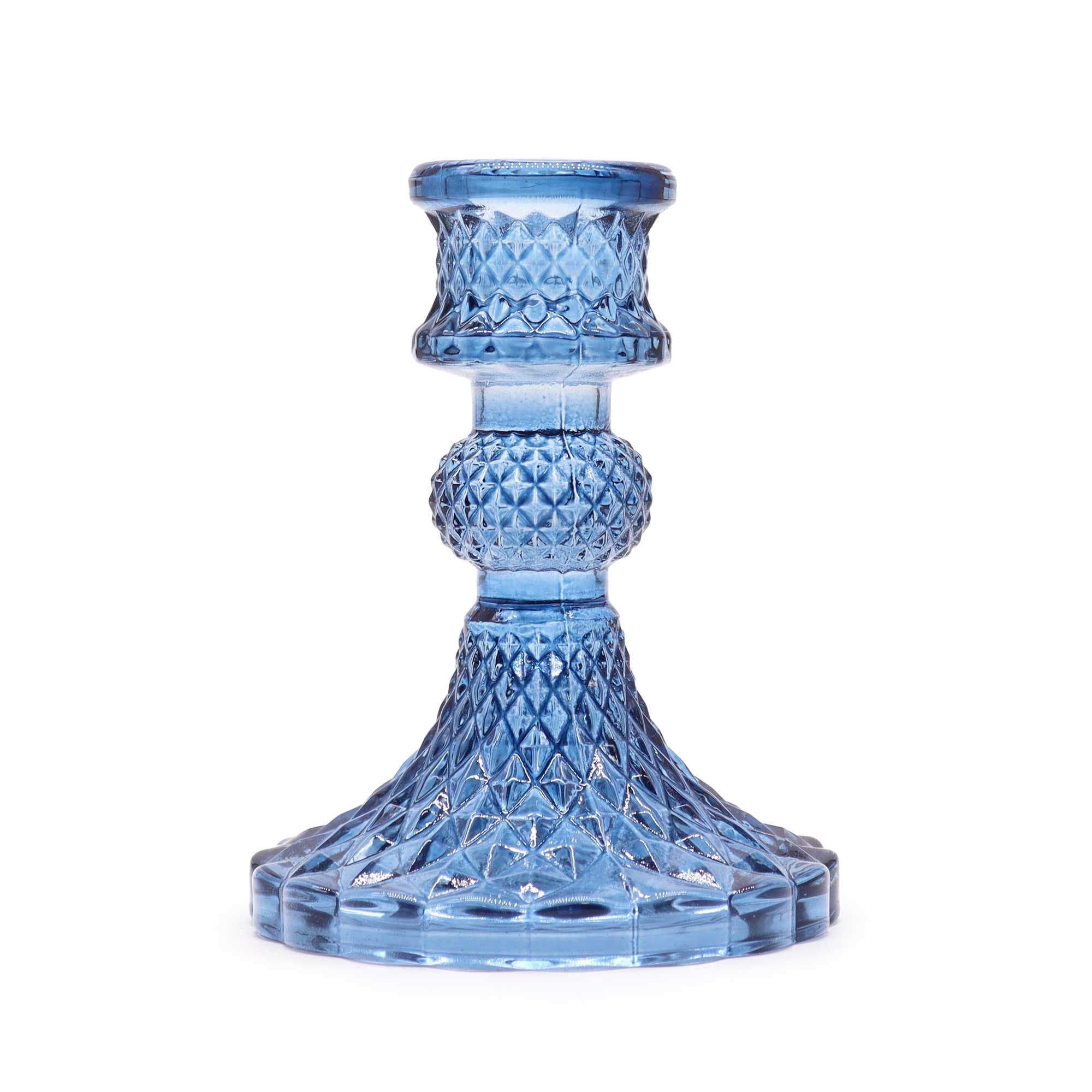 🌙 Selene’s Light Candle Holder – Portacandele Lunare in Vetro Royal Blue Vintage