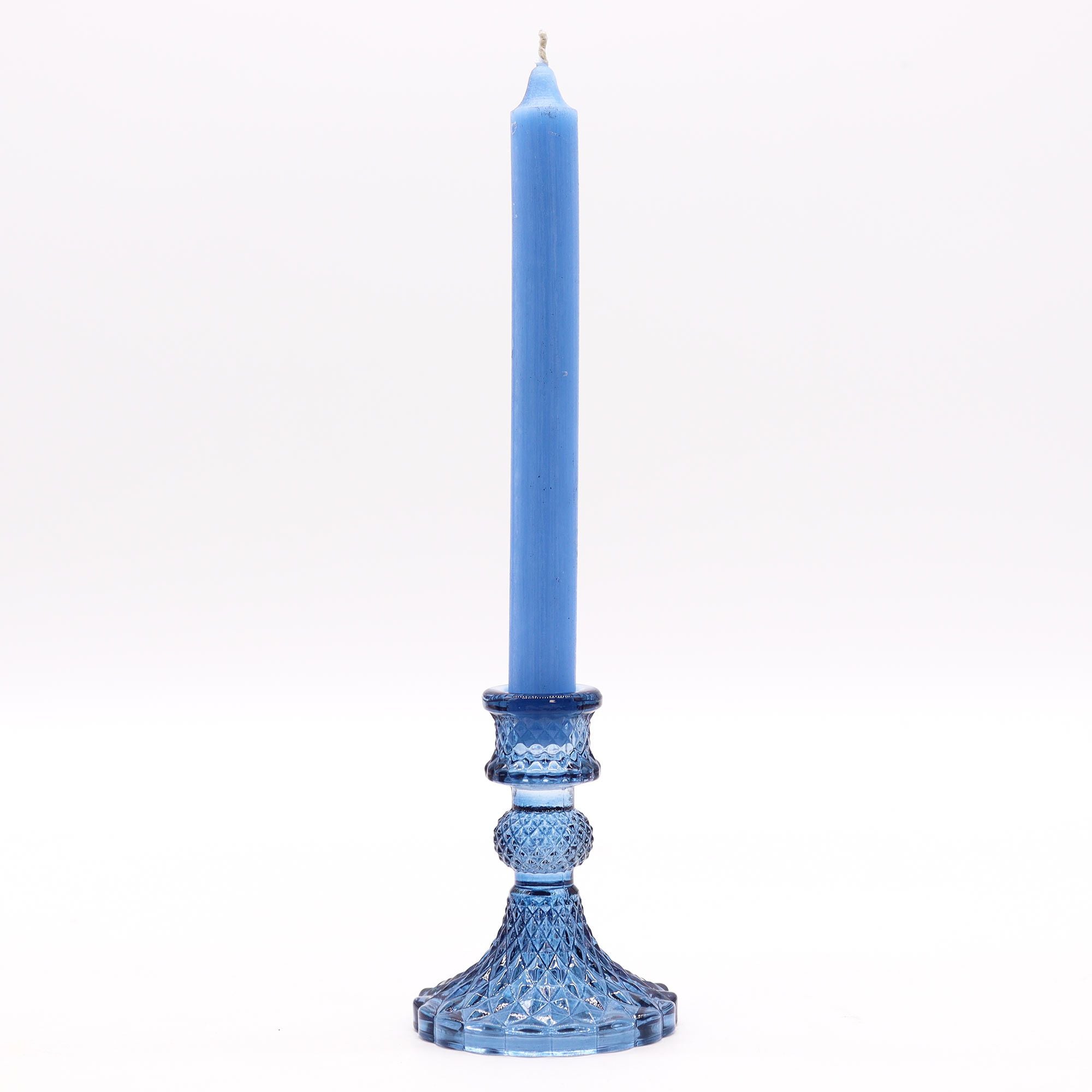 🌙 Selene’s Light Candle Holder – Portacandele Lunare in Vetro Royal Blue Vintage