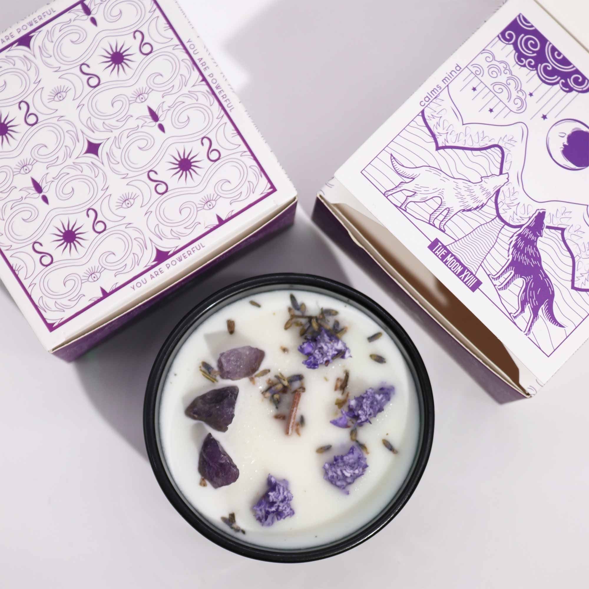 🌙 “La Luna– Candela Magica di Selene” – Lavanda e Ametista 💜