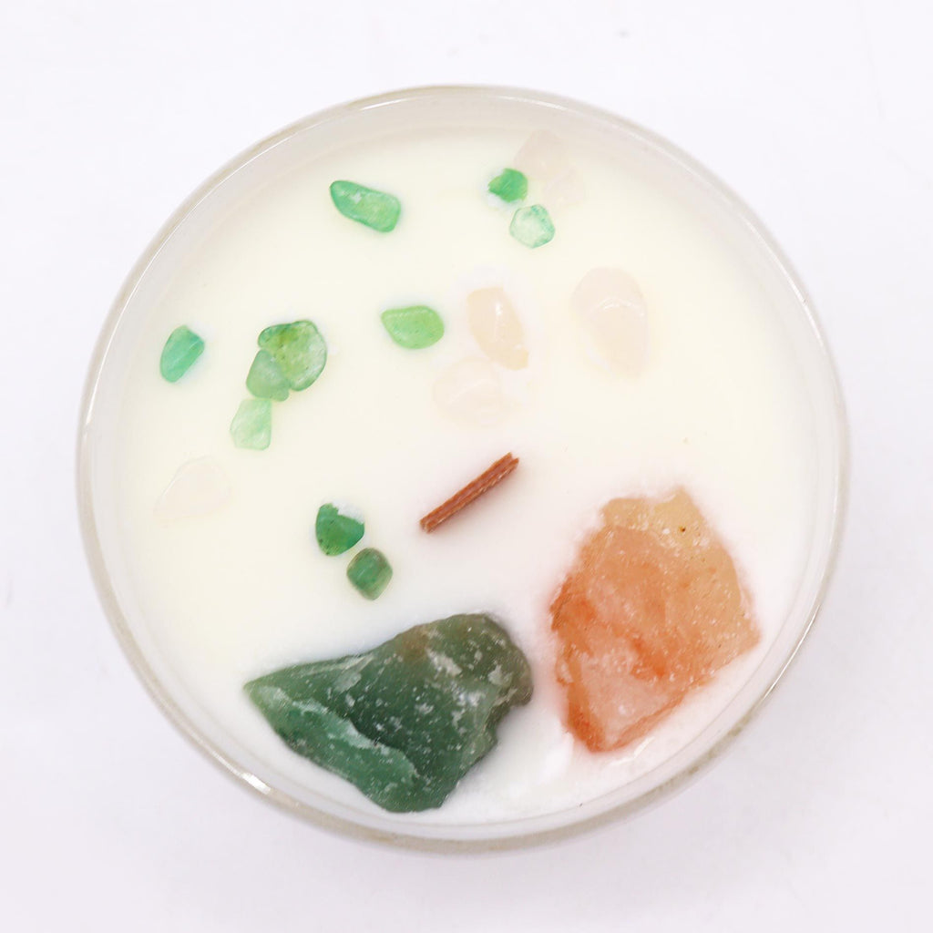 💚 Candela con giada verde e quarzo rosa ✦ Chakra del Cuore ✦ Rose Musk (17h)